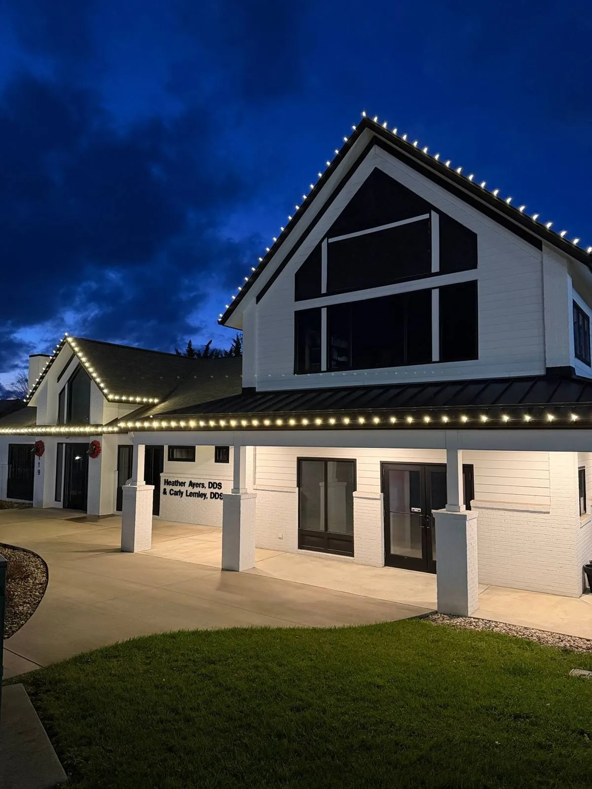 Modern office with roofline lighting