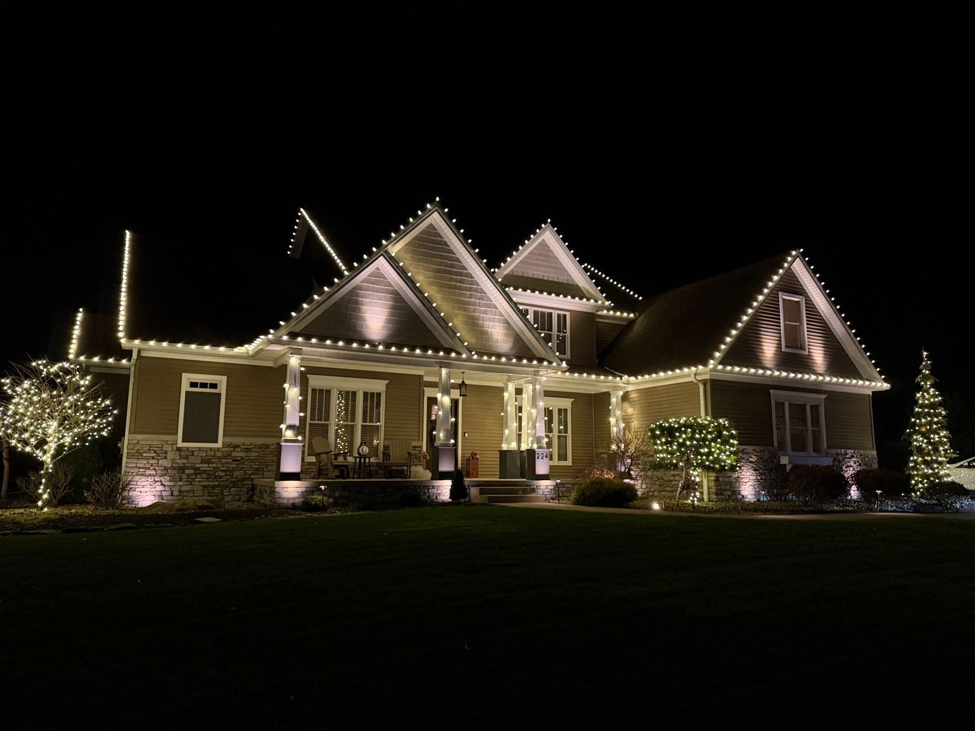 Large home with full lighting display