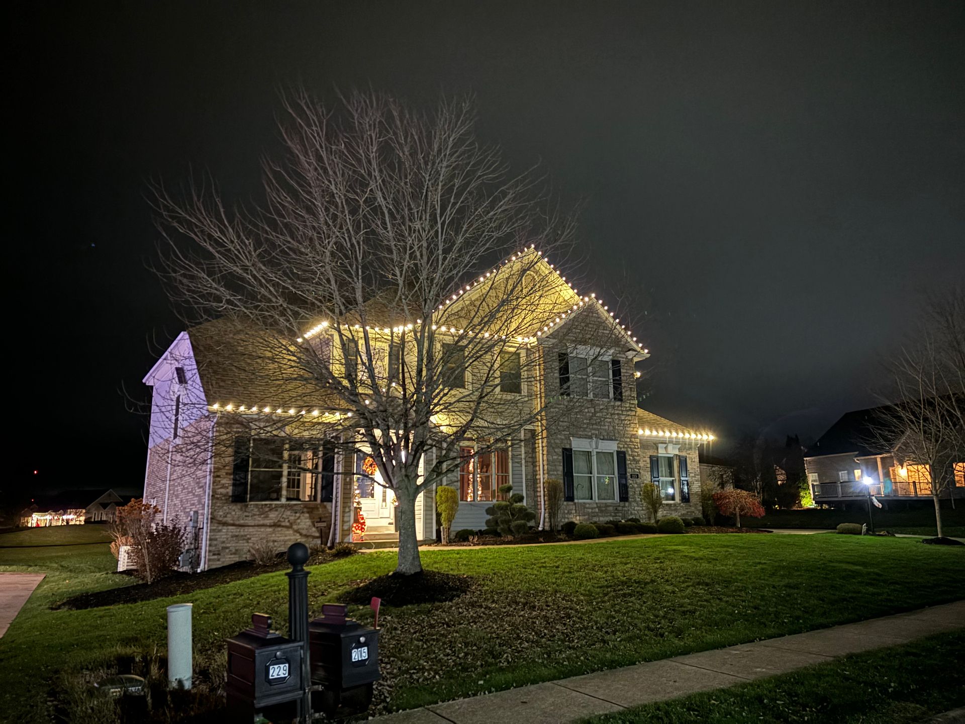 Two-story home with full roofline display