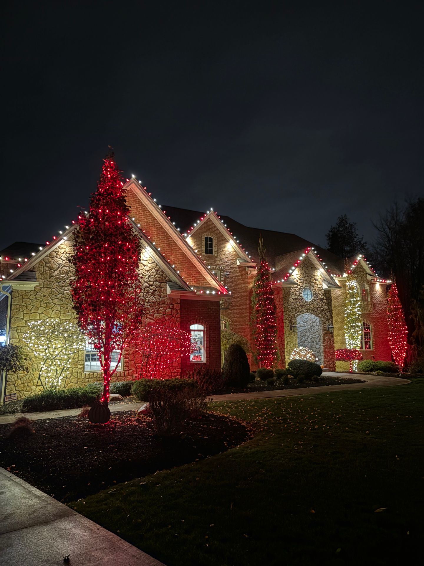 Red and white themed display