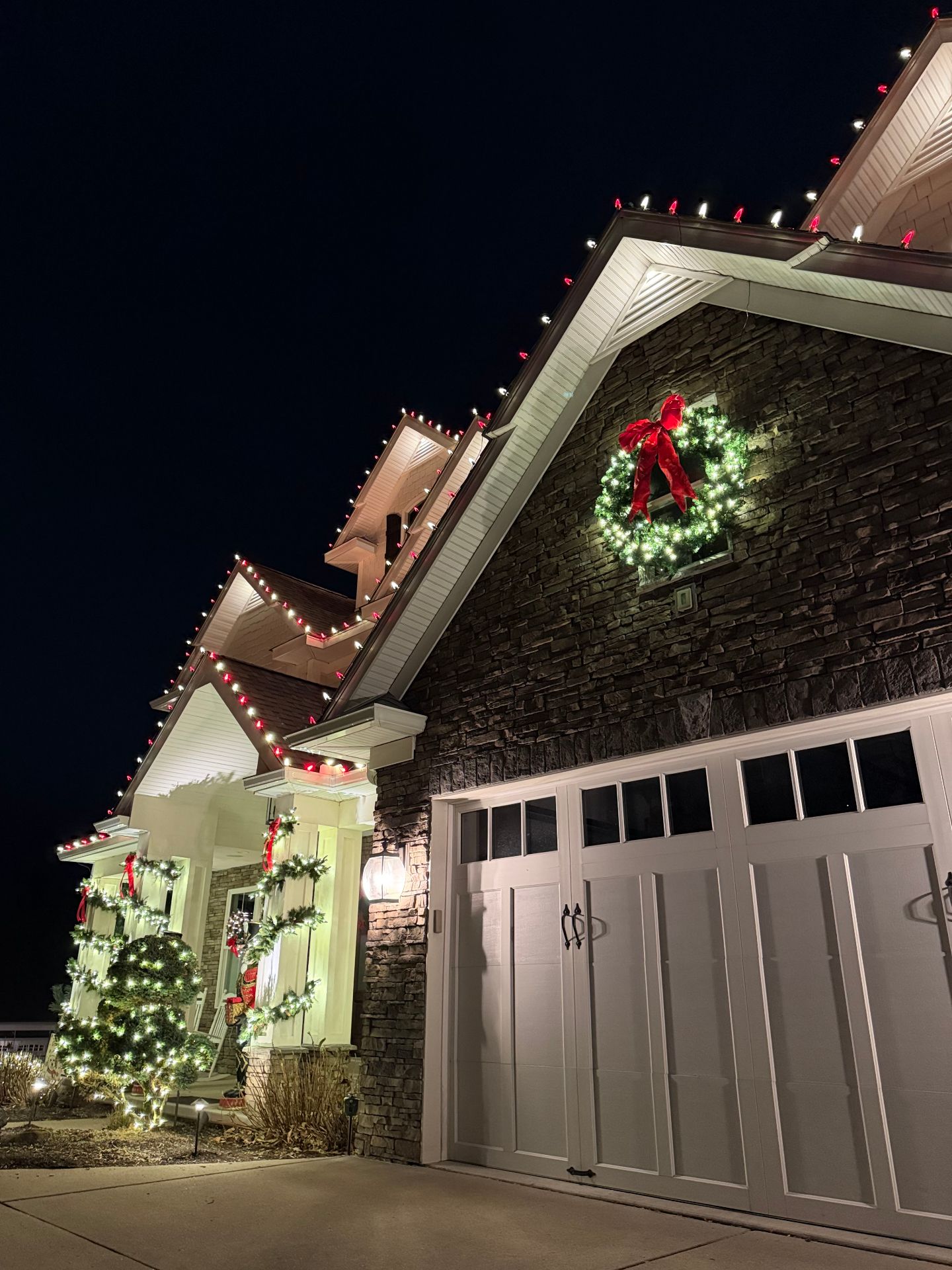 Garage wreath and roofline